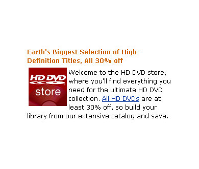 30% de réduction sur les HD-DVD  chez Amazon.com