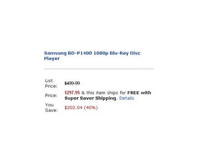 La platine BD-P1400 de Samsung proposée désormais à 299$ aux USA