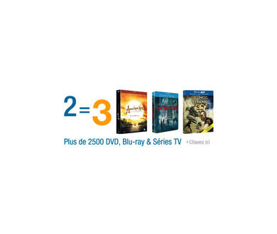 Bon Plan : 2 Blu-Ray ou Blu-Ray 3D achetés = le 3ème offert