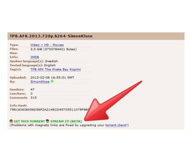 Du streaming direct pour le site The Pirate Bay !