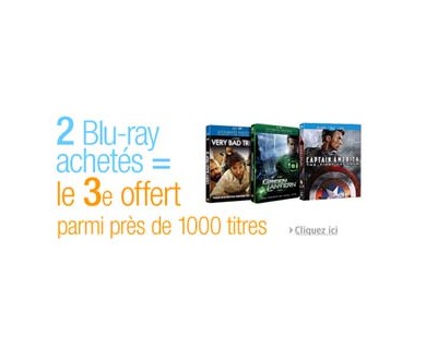2 Blu-ray achetés, le 3ème offert avec une sélection de 1000 titres