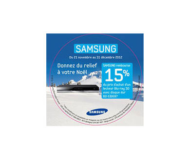 Offre Samsung Blu-ray -15% jusqu’au 31 décembre