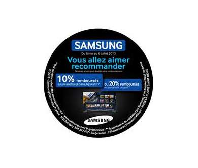 TV LED Samsung F7000 et F8000 : Offre de Rembousement de 10% 