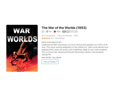 La Guerre des Mondes (1953) : Remasterisation 4K, Dolby Vision et version iTunes