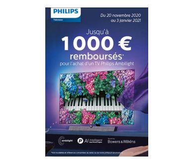 TV Philips Ambilight : Jusqu'à 1000 euros remboursés jusqu'au 3 janvier 2021