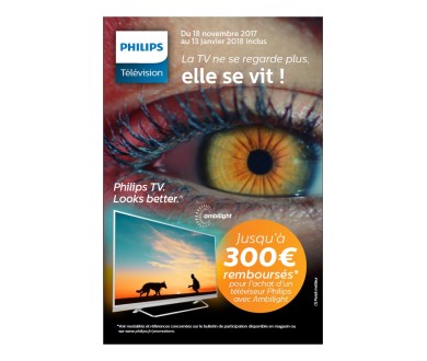 Philips TV : Jusqu'à 300€ remboursés sur les TV Ultra HD avec Ambilight