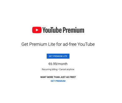 YouTube Premium Lite : Supprimer les publicités pour 6.99€ par mois