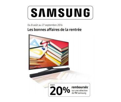 -20% de remboursés sur une sélection de TV Samsung