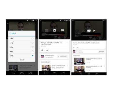 Application YouTube pour Android : Choix manuel de la résolution
