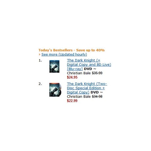 Batman : The Dark Knight déjà au top des ventes Blu-Ray Disc d’Amazon.com