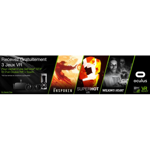 3 jeux offerts pour l'achat d'un casque VR Oculus et d'une carte NVIDIA