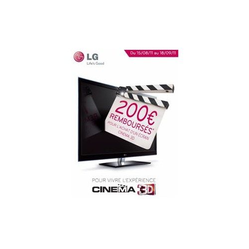 TV 3D : LG rembourse 200 euros jusqu'au 18 septembre