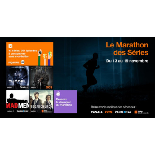 Orange : 351 épisodes de 43 séries gratuits du 13 au 19 novembre