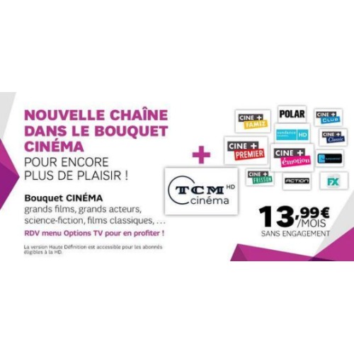 TCM Cinéma HD disponible dans le bouquet Cinéma de SFR TV