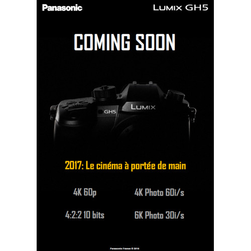 Panasonic présente le GH5 qui filmera en 4K 60fps et 10-bit 4.2.2