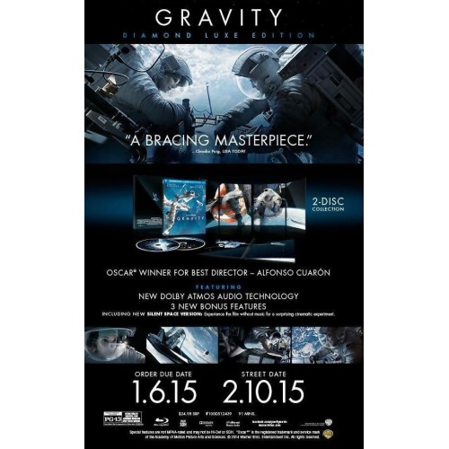 Gravity : Nouvelle édition Blu-ray avec Dolby Atmos en février 2015