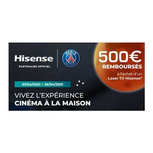 Hisense : Jusqu'à 500€ remboursés sur l'achat d'une TV jusqu'au 26 avril 2021