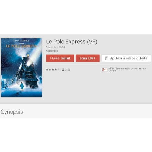 Le film le Pôle Express gratuit sur Google Play