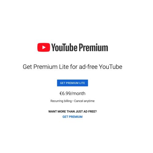 YouTube Premium Lite : Supprimer les publicités pour 6.99€ par mois