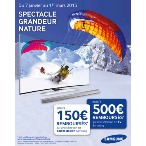 Samsung Spectacle Grandeur Nature : Jusqu’à 500 euros remboursés sur les TV Ultra HD