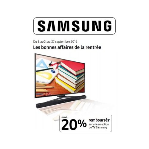 -20% de remboursés sur une sélection de TV Samsung
