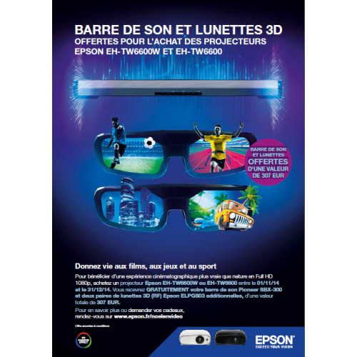 Epson : Une barre de son Pioneer offerte pour l’achat d’un vidéoprojecteur 3D